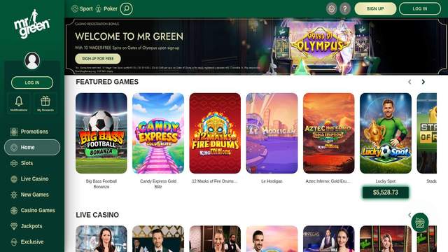 Mr Green casino screenshot